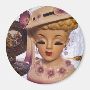 Purple Lady Head Vase Flowers Perfume Bottle Magnet