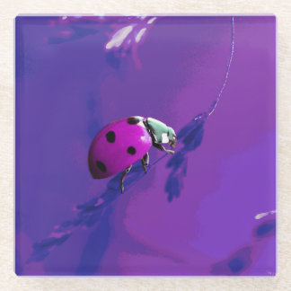 Purple Ladybug Glass Coaster