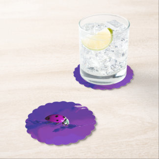 Purple Ladybug Paper Coaster