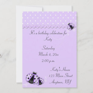 Purple Ladybugs Invitation