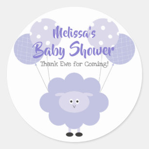 Purple Lamb Baby Shower Cute Sweet Thank You Classic Round Sticker