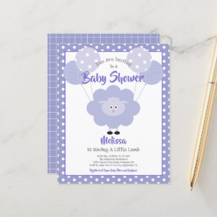 Purple Lamb Budget Cute Baby Shower Invitation
