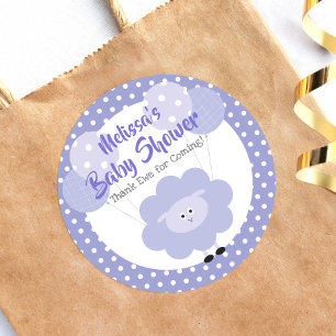 Purple Lamb Cute Modern Baby Shower Thank Ewe Classic Round Sticker