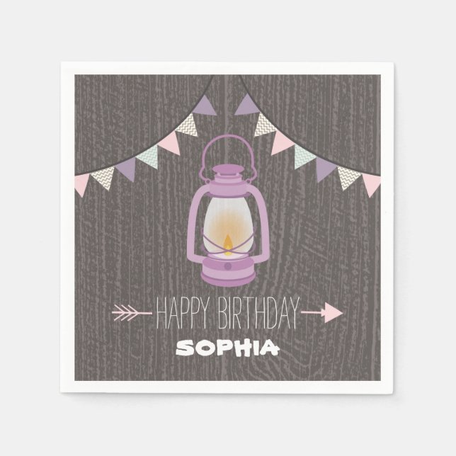 Purple Lantern Birthday Napkins (Front)