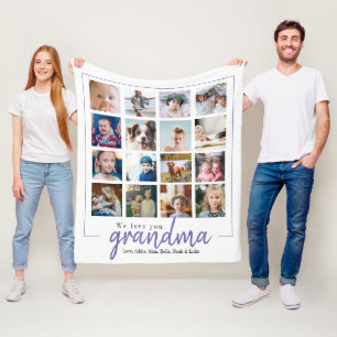 Purple large photo collage grandma mothersday fleece blanket