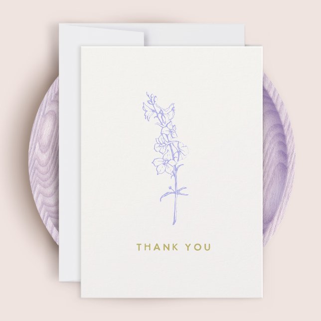 Purple Larkspur Floral  Thank You Card (Creator Uploaded)