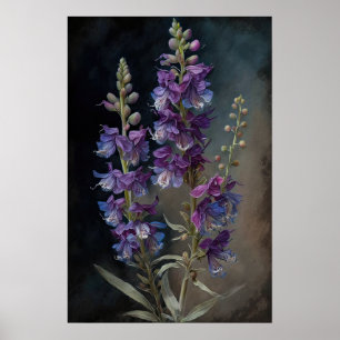 Purple Larkspur Flower Art Print Poster