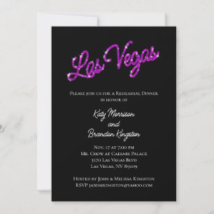Purple Las Vegas Sparkles Rehearsal Dinner Invitation