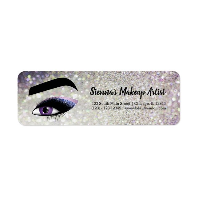 Purple Lashes Eye Return Address Label (Front)