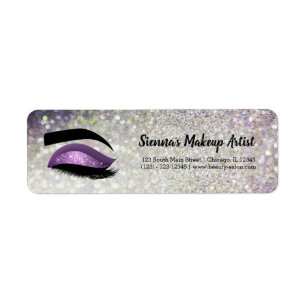 Purple Lashes Eye Return Address Label