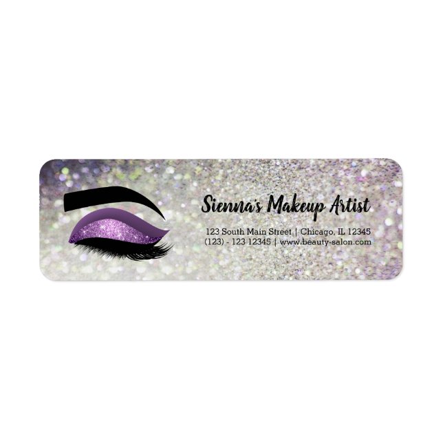 Purple Lashes Eye Return Address Label (Front)