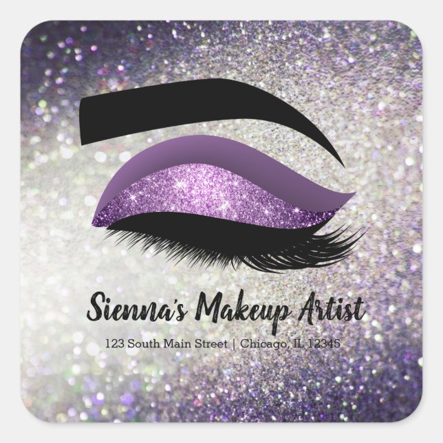 Purple Lashes Eye Square Sticker (Front)