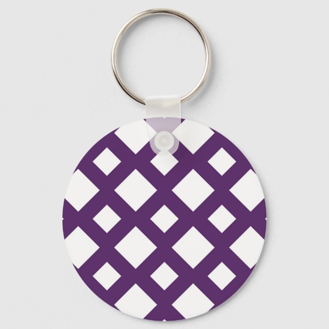 Purple Lattice on White Key Ring (Front)