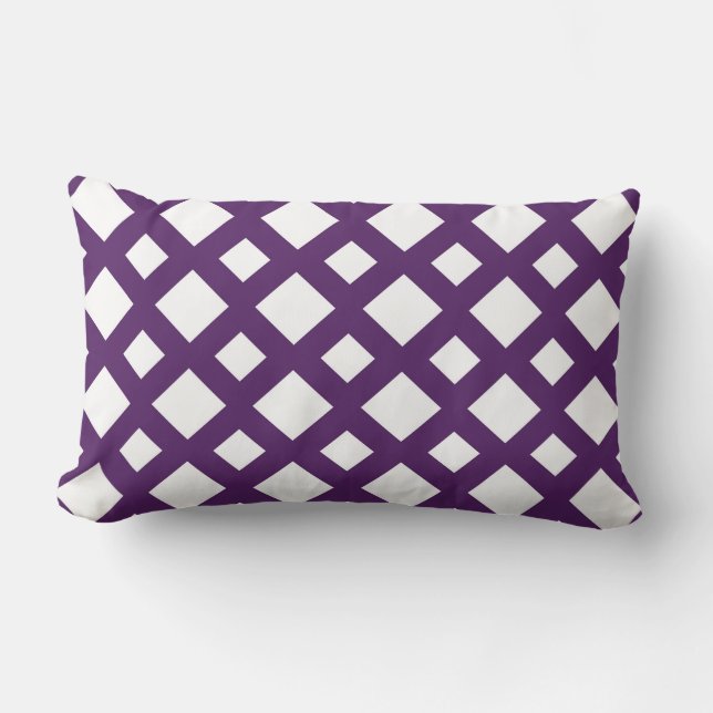 Purple Lattice on White Lumbar Cushion (Front)
