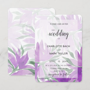 Purple Lavander Watercolor Elegant Floral Invitation