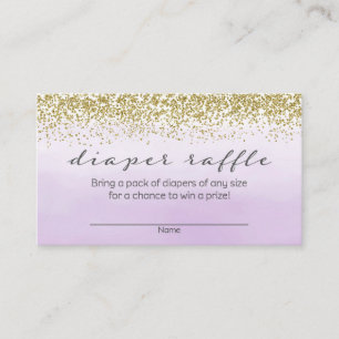Purple Lavender and Gold Baby Shower Diaper Raffle Enclosure Card