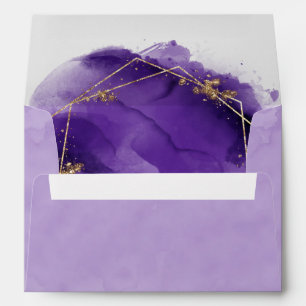 Purple Lavender And Gold Watercolor Wedding Envelo Envelope