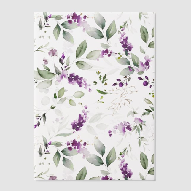 Purple Lavender and Greenery Vellum Overlay Vellum Invitations (Front)