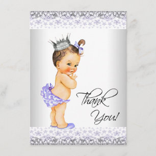 Purple Lavender and Grey Baby Shower Thank You Card