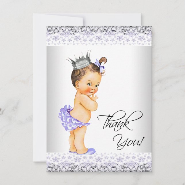 Purple Lavender and Grey Baby Shower Thank You Card (Front)