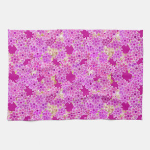 Purple, lavender and plum flowers, plum background tea towel