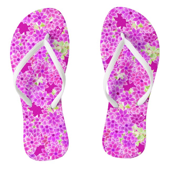 Purple, lavender and plum flowers, plum background thongs (Footbed)