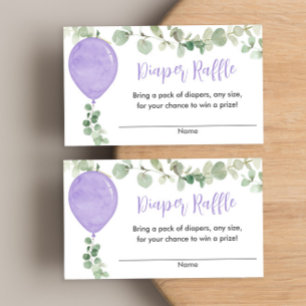 Purple lavender balloon baby shower diaper raffle enclosure card