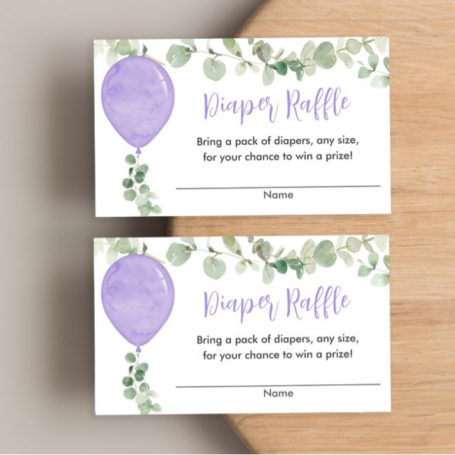 Purple lavender balloon baby shower diaper raffle enclosure card (Creator Uploaded)