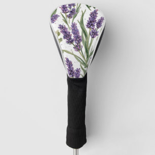 Purple Lavender Blooms Watercolor Botanical Golf Head Cover