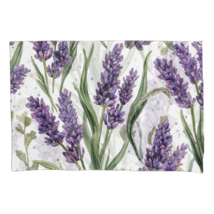Purple Lavender Blooms Watercolor Botanical Pillowcase