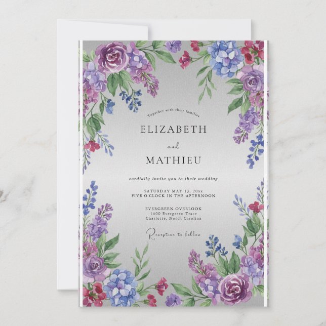 Purple Lavender Blossom Wedding Invitation (Front)