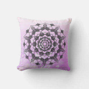 Purple lavender bokeh Mandala Abstract Throw pilll Cushion