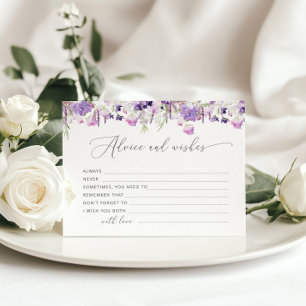 Purple lavender bridal advice and wishes card