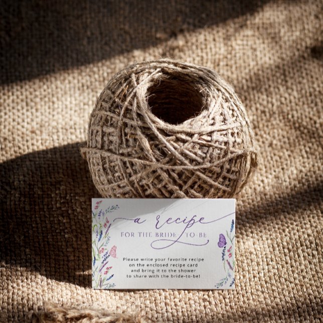 Purple Lavender Bridal Shower Recipe Request Enclo Enclosure Card (Creator Uploaded)