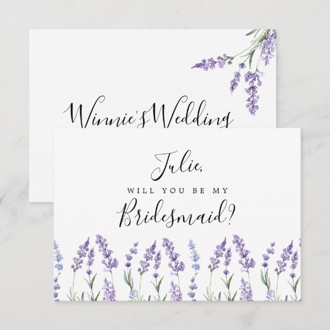 Purple, Lavender Bridesmaid Card (Front/Back)