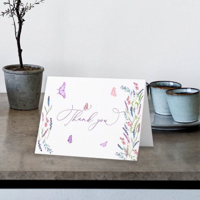 Purple Lavender & Butterfly Thank You Card (Creator Uploaded)