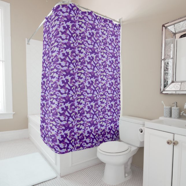 Purple Lavender Camouflage Pattern  Shower Curtain (In Situ)