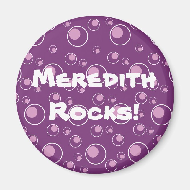Purple Lavender Circles Pattern Round Magnet (Front)