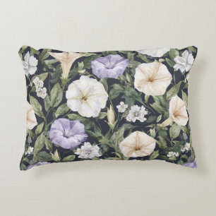 Purple Lavender Cream Petunia Flowers Decorative Cushion