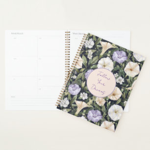 Purple Lavender Cream Petunia Flowers Planner