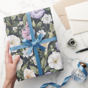 Purple Lavender Cream Pink Flowers Birthday Wrapping Paper