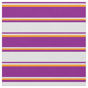 Purple, Lavender & Dark Orange Stripes Fabric