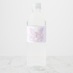Purple Lavender Dream Butterfly Baby Shower Water Bottle Label