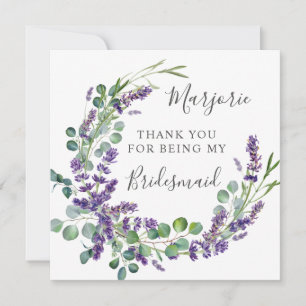 Purple Lavender Eucalyptus Bridesmaid Thank You Card