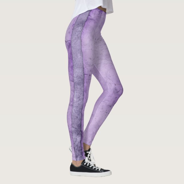 Purple Lavender Faded Glory Striped Womens Leggings (Right)