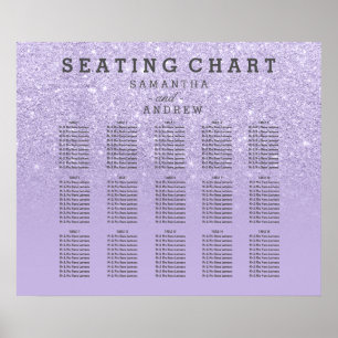 Purple lavender faux glitter ombre seating chart