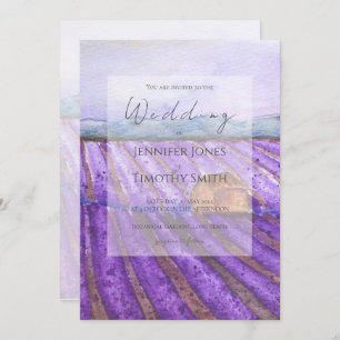purple lavender field watercolour  invitation