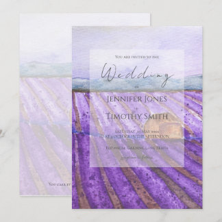 purple lavender field watercolour invitation