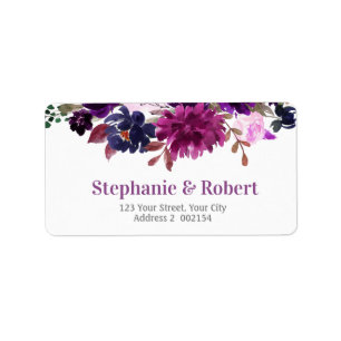 Purple Lavender Floral Boho Address Label
