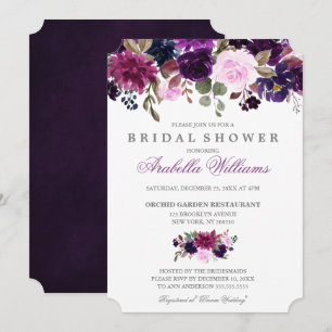 Purple Lavender Floral Boho Bridal Shower Invitation
